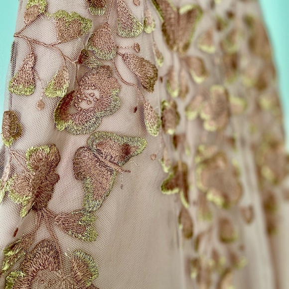 Tea Length Pale Pink crinoline dress, embroidery lace iridescent Butterflies 🦋 - Picture 4 of 8